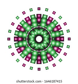 
ilustración vectorial de adorno de encaje 3D en rojo verde sobre fondo blanco aislado. para el logotipo, icono, símbolo, etc.