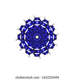 ilustración vectorial de adorno de encaje 3D en azul brillante sobre fondo blanco aislado.  para el logotipo, icono o símbolo, etc