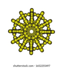 illustration vector graphic of 3D lace ornament in glossy yellow on isolated white background. fit for logo, icon or symbol, etc