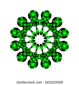 illustration vector graphic of 3D lace ornament in glossy green on isolated white background. fit for logo, icon or symbol, etc