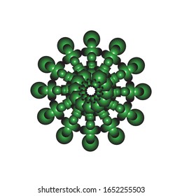 ilustración vectorial de adorno de encaje 3D en verde brillante sobre fondo blanco aislado.  para el logotipo, icono o símbolo, etc