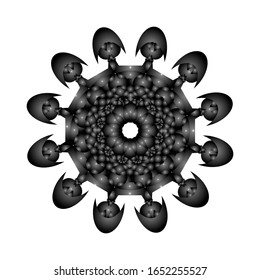 ilustración vectorial de adorno de encaje 3D en gris brillante sobre fondo blanco aislado.  para el logotipo, icono o símbolo, etc