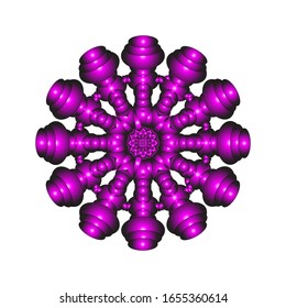 ilustración vectorial de adorno de encaje 3D en rojo brillante sobre fondo blanco aislado. Diseño de Mandala geométrica. para el logotipo, icono o símbolo, etc