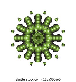 ilustración vectorial de adorno de encaje 3D en rojo brillante sobre fondo blanco aislado. Diseño de Mandala geométrica. para el logotipo, icono o símbolo, etc