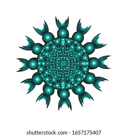 illustration vector graphic of 3D lace ornament in glossy light blue on isolated white background. Abstract coloring hand drawn mandala vector design. fit for logo, icon or symbol, etc