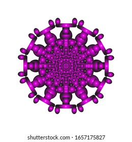 Vektorillustration-Grafik von 3D-Spitzen-Ornament in glänzendem violettem Hintergrund. Abstrakte Färbung handgezeichnet mandala Vektorillustration Design.  geeignet für Logo, Symbol oder Symbol usw.