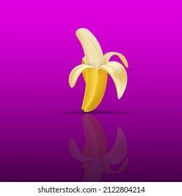 Illustration vector graphic of 3d realistic banana design, good for 3d illustration banana design 