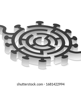 illustration vector graphic of 3D virus corona maze, perfect for infographic, background, etc 