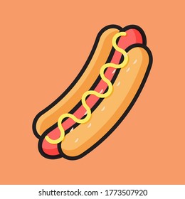 Illustration vector graphic about Hotdog. suitable for junk food design themes.