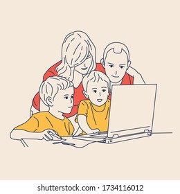 Illustration vector graphic about study with family. Suitable for happy family design themes.