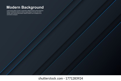 Illustration vector graphic of abstract background black and blue color with blue line modern