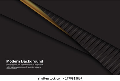 Illustration vector graphic of abstract background black and brown color on golden line