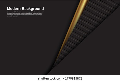 Gráfico vectorial de ilustración de fondo abstracto de color negro y marrón en línea dorada
