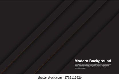Illustration vector graphic of abstract background black color with brown line modern