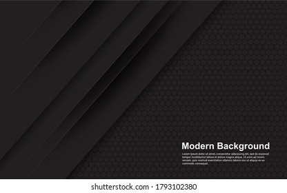Ilustración vectorial gráfico de fondo abstracto negro con línea marrón moderno
