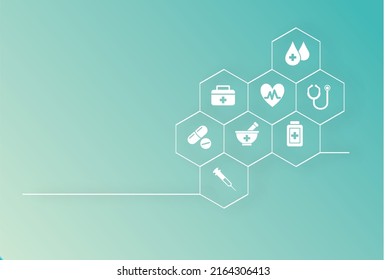 Ilustración vectorial gráfico del Resumen de antecedentes atención de la salud y ciencia patrón icono concepto de innovación médica, Buena para el trabajo, saludos importantes de día, etc