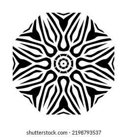 illustration vector graphic of abstract background. Decorative round ornament with a shiny silver color. mandala background.Sacred Geometry Cube Line Art. illusion.black mandala with white background.