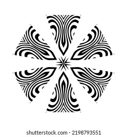 illustration vector graphic of abstract background. Decorative round ornament with a shiny silver color. mandala background.Sacred Geometry Cube Line Art. illusion.black mandala with white background.