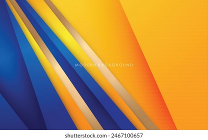 Illustration vector graphic of abstract background blue and yellow with golden color overlap layers modern