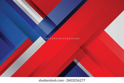 Illustration vector graphic of abstract background blue and red gradients with white color overlap layers modern