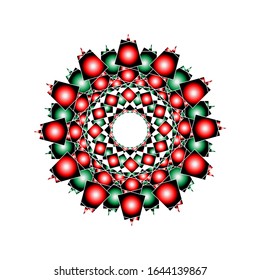 illustration vector graphic of abstract circle effect. with acute angles with shiny green and red colors