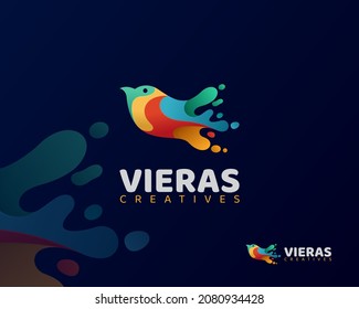 Illustration vector graphic of abstract colorful splash painting flying bird. 
Good for creatives logo, multimedia logo.