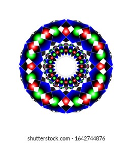 illustration vector graphic of abstract decorative lights. with a red and green background and a blue circular round shape. Isolated dynamical art form