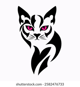 illustration vector graphic of abstract design tribal art cat face Sketch