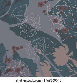 Illustration vector graphic of abstract flowers, Perfect for square scarf design