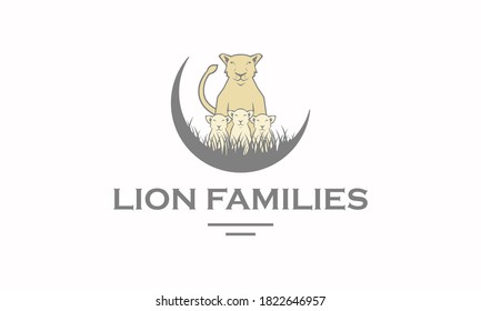 illustration vector graphic of abstract mark, cartoon, stamp, animal, lion family logo design