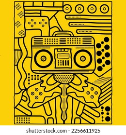 illustration vector graphic of abstract Radio good for big wall,square pillow,desk calendar,poster print frame.etc