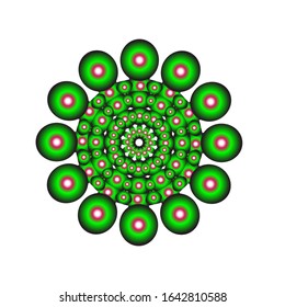 illustration vector graphic of abstract round logo. with a circular shape of green and pink. fit for logo or symbol