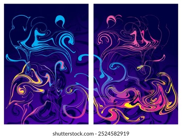 Ilustración Vector Gráfico de Abstractas Smoke Motif con Colorfull. Fondo Abstractas Rizado. Shuittable para la impresión de Jersey, libro de la cubierta, ornamento para la cartelera, etc