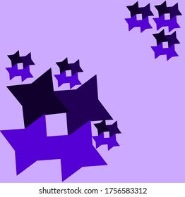 illustration vector graphic of abstract star elements in purple colors, Flying polygonal geometric shapes background.