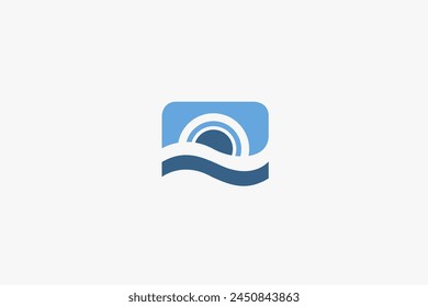 Illustration vector graphic of abstract waves, sky and sun. Good for logo