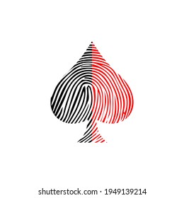 illustration vector graphic of ace of spades logo with fingerprint art