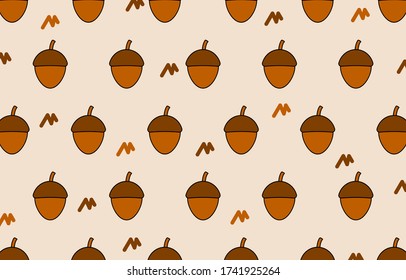 Illustration Vector Graphic Of Acorns Seamless Pattern, Suitable For Fruit-Themed Backgrounds