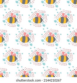 Ilustración vectorial gráfico de la cartografía de abejas adorables patrón sin fisuras