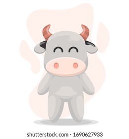 illustration vector graphic of adorable bull. perfect for book kids education,pet shop, and kids apparel
