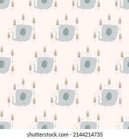 Illustration vector graphic of adorable elephant cartoon seamless pattern