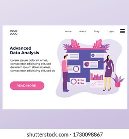 Illustration Vector Graphic of Advance Data Analysis. Perfect for web design, landing page, ui/ux design, etc