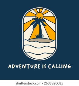 Illustration vector graphic of  ADVENTURE IS CALLING DESIGN VECTOR ILLUSTRATION for apparel design merchandise, such as logos on product packaging