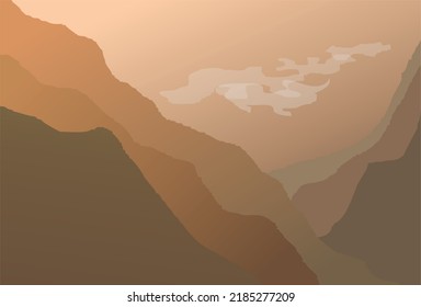 illustration vector graphic of afternoon cloudy mountains