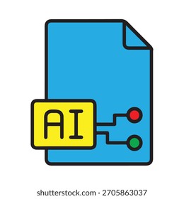 Ilustración Vector gráfico de AI Procesamiento de documentos Icono coloreado