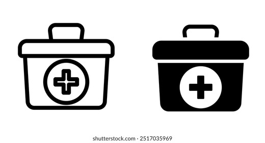 Ilustração Vetor gráfico do ícone de primeira caixa de auxílio. Adequado para emergências, kit médico, cuidados de saúde etc.