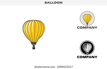 Illustration vector  graphic of Air Balloon, colorful and black and white color variation,  Logo Badge Template vector