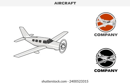 Illustration vector  graphic of Aircraft, colorful and black and white color variation,  Logo Badge Template vector