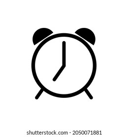 Illustration vector graphic of alarm clock logo. Black and white color. Great for time icons. Simple flat image.