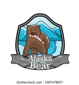 Illustration Vector Graphic of Alaska Bear Perfect for Your Business Apparel Design.Vintage Grizzly Logo