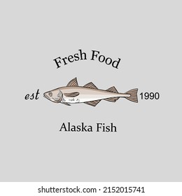 Vektorgrafik von Alaska-Fisch, Logo für frische Lebensmittel, geeignet für Hintergrund, Banner, Poster, etc.